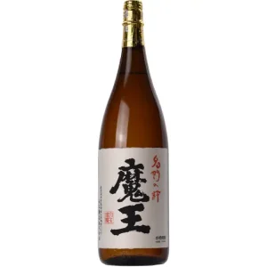 Brown sake bottle with a gold foil-cap and white label featuring bold black Japanese kanji, shown upright on a white background